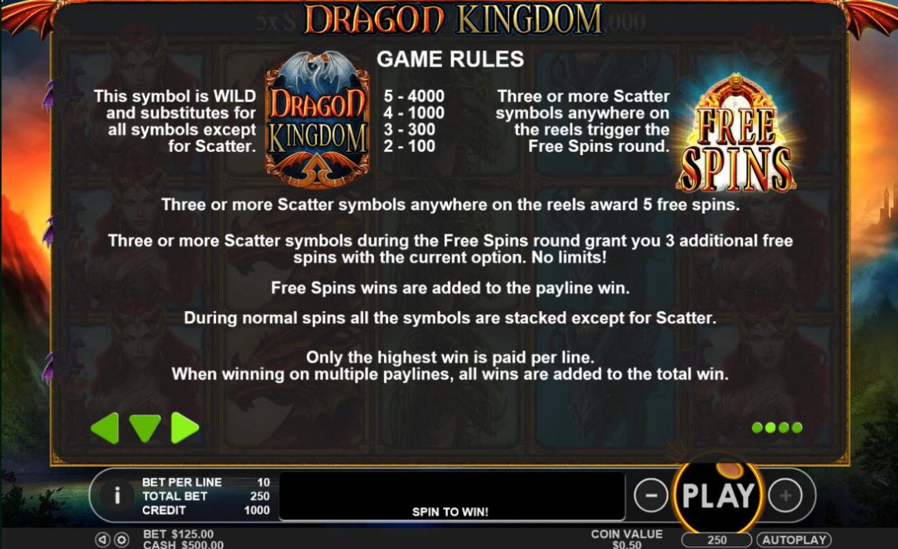 Dragon Kingdom Slot Rules