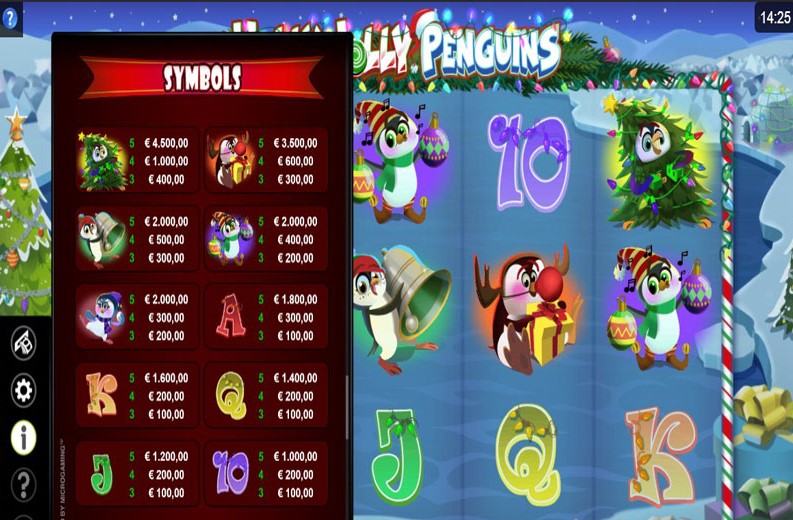 Holly Jolly Penguins Slot Paytable