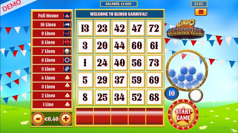 Slingo Carneval Slot Game Play