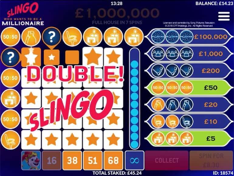 Slingo Who Wants to be a Millionaire Wins