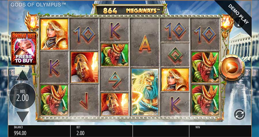 Gods Of Olympus Megaways Slots Reels