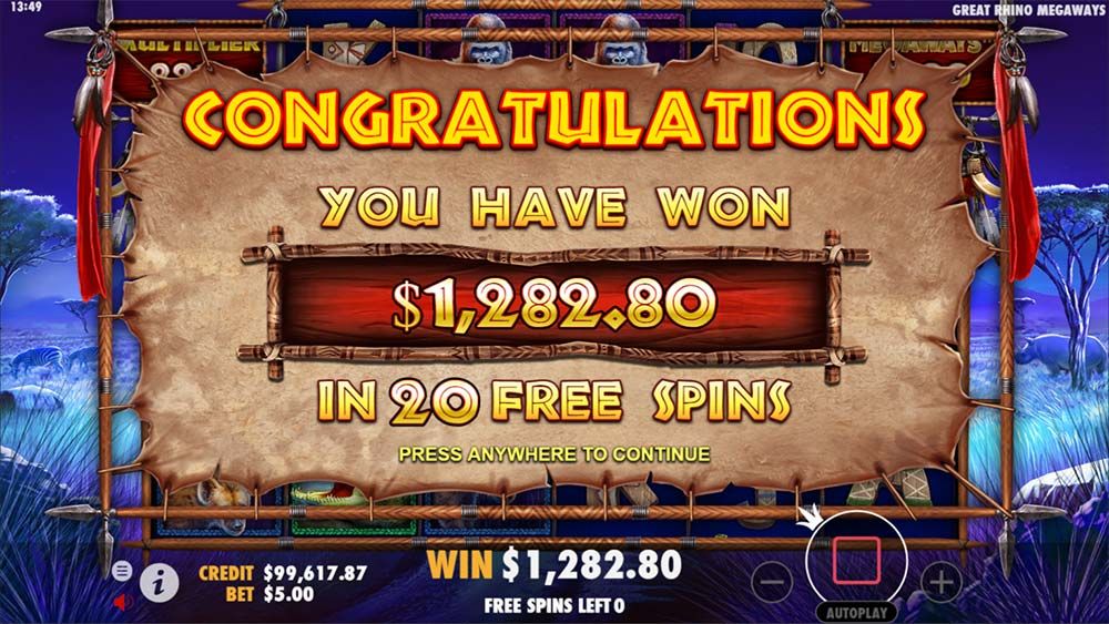 Great Rhino Megaways Slot Big Win