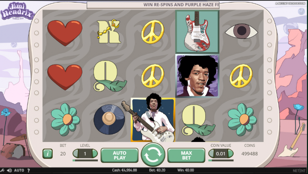 Jimi Hendrix Online Slot gameplay