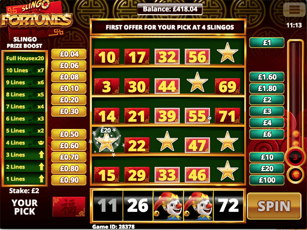 Slingo Fortunes Slots Reels