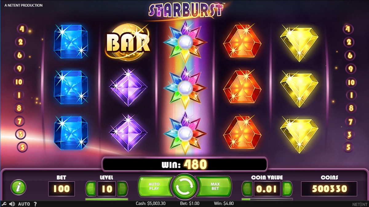 Starburst online slot gameplay