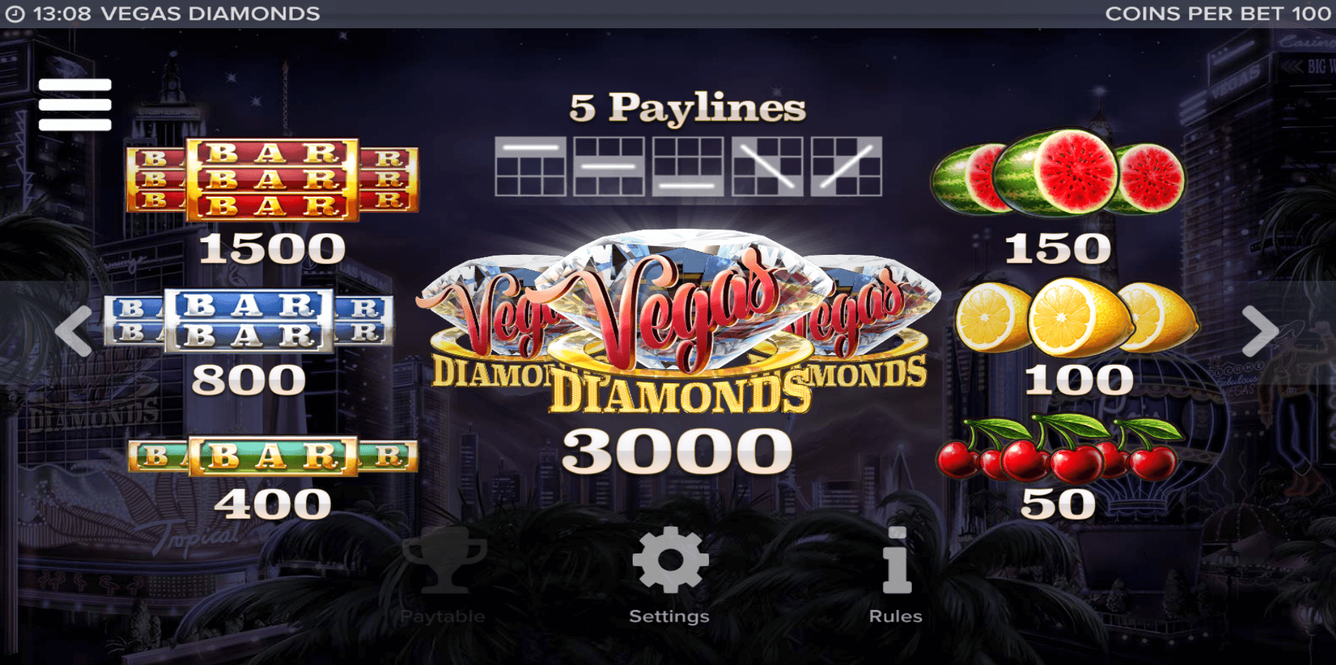 vegas diamonds slot gameplay